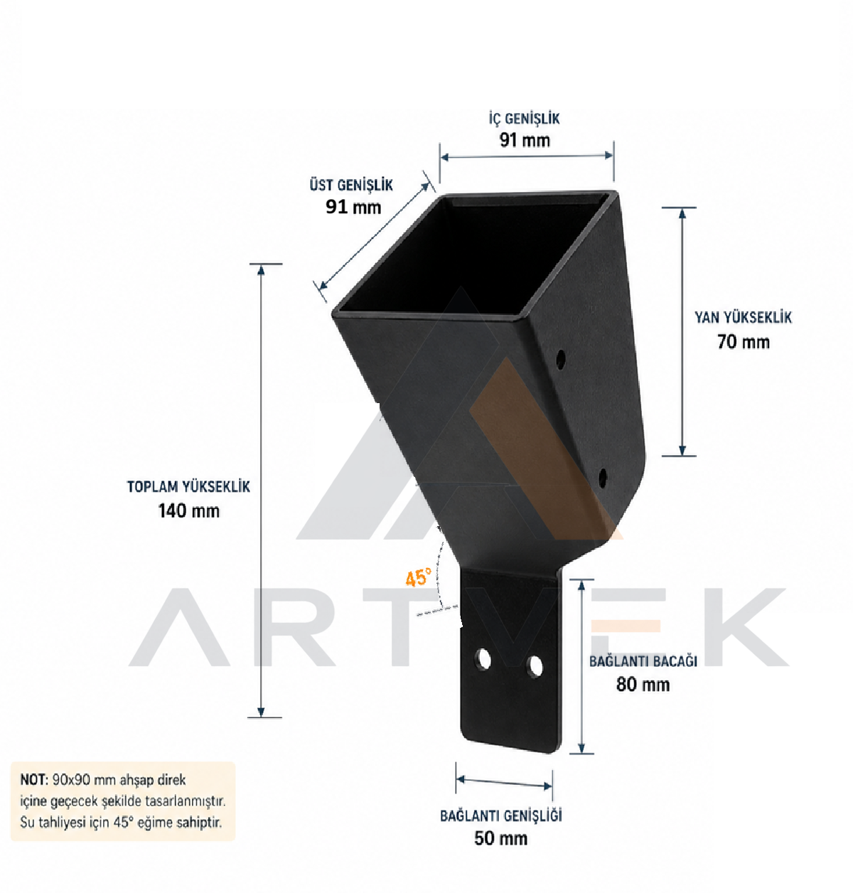 Pergola Direk İçi U Bağlantı Aparatı